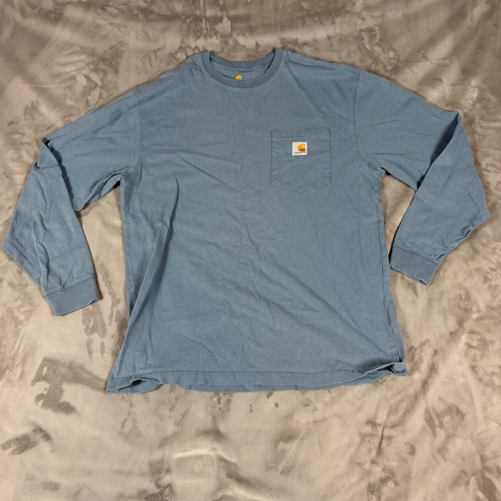 Carhartt Mens Long Sleeve Pocket T-Shirt Blue Original Fit Size M K126